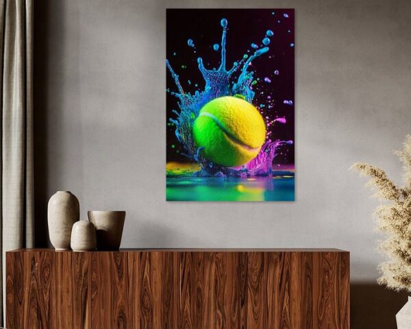 Spritzender Tennisball in Neonfarben