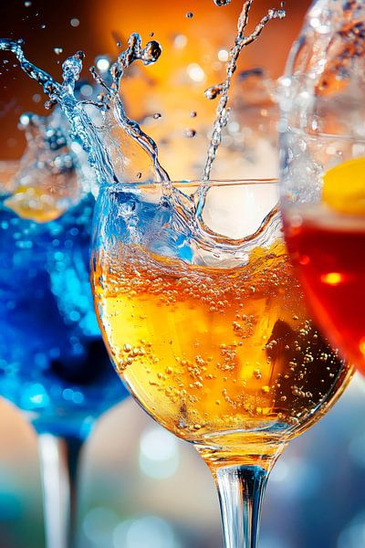 Spritzige Cocktails in bunten Gläsern