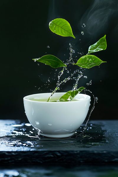 Sprudelnde Blätter im Wasser – Elegante Frische