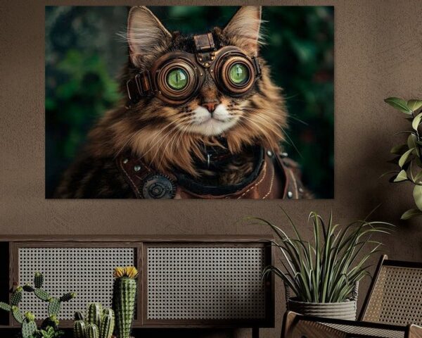 Steampunk-Katze mit Brille