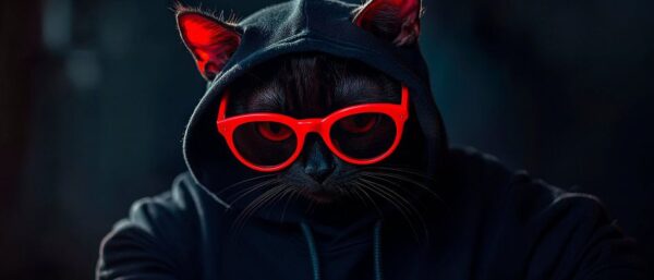 Stylische Katze mit Sonnenbrille und Hoodie