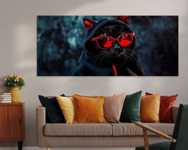 Stylische schwarze Katze in Sonnenbrille