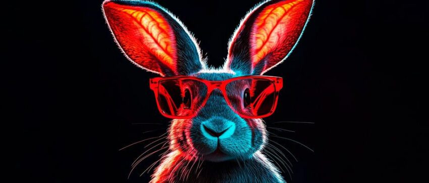 Stylischer Hase mit Sonnenbrille – Neonlook
