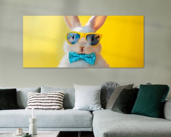 Stylischer Hase mit Sonnenbrille und Fliege