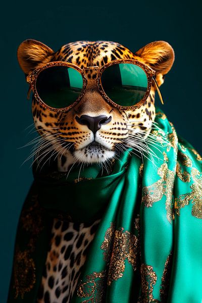 Stylischer Leopard mit Sonnenbrille