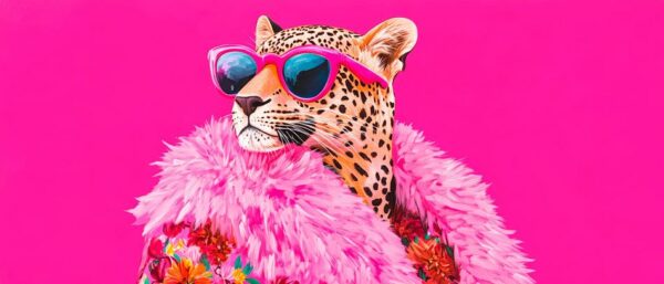 Stylisher Leopard im Pinken Pelz