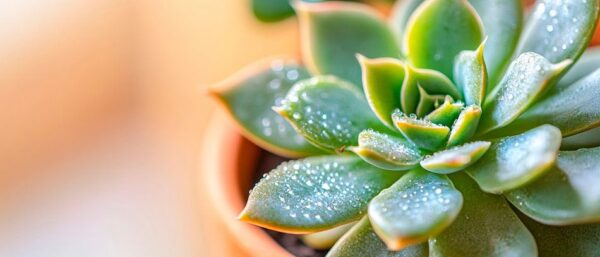 Sukkulente mit Wassertropfen close-up