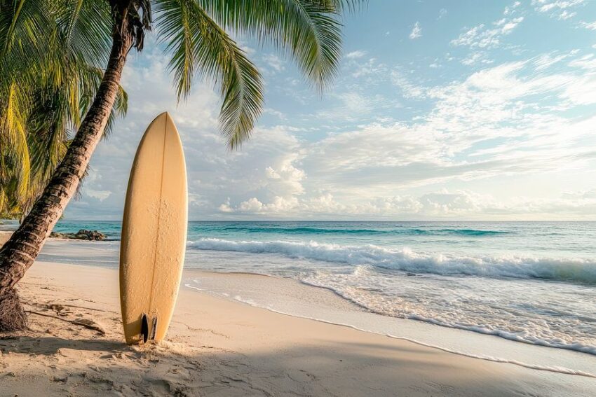 Surfen am paradiesischen Strand