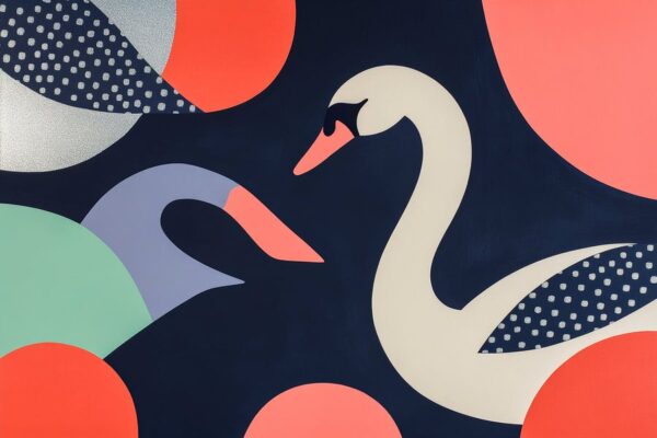 Swans in Farbenfrohem Design – Abstrakt