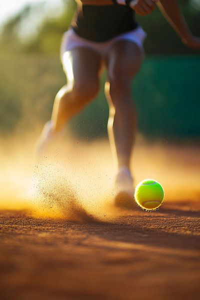 Tennisaction auf rotem Sandplatz