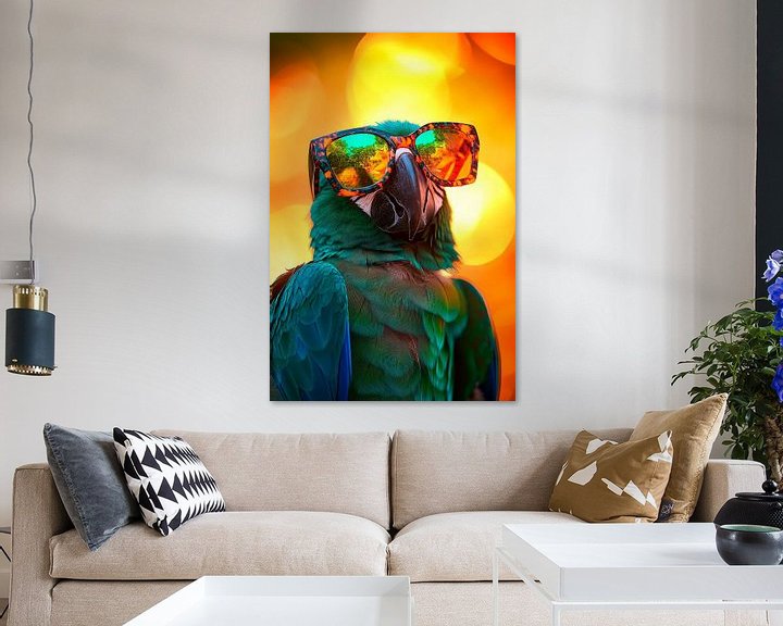 Toller Papagei mit Sonnenbrille – Farbenfroh