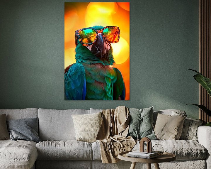 Toller Papagei mit Sonnenbrille – Farbenfroh