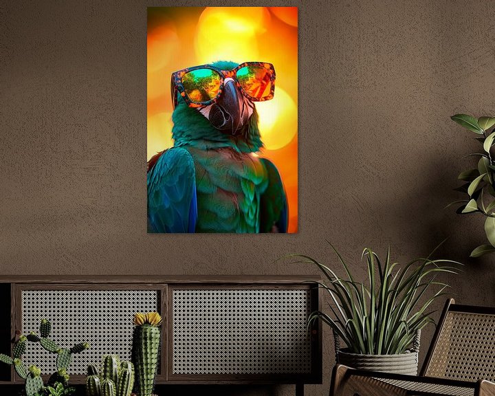 Toller Papagei mit Sonnenbrille – Farbenfroh