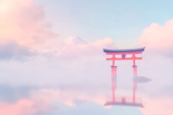 Torii im Nebel – Traumhafte Stille