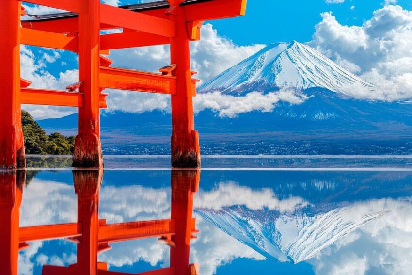 Torii und Fuji – Spiegelbild der Natur