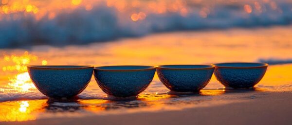 Tropfende Schalen am Strand