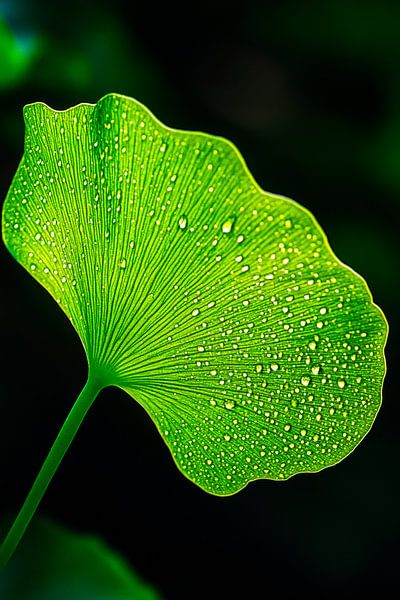 Tropfenfrische grüne Blattdetails