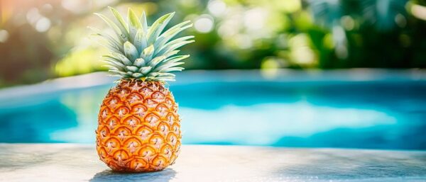 Tropische Ananas am Pool – Sommerfeeling