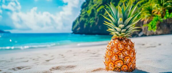 Tropische Ananas am Strand – Paradiesisch