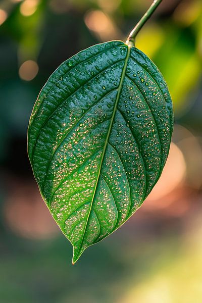 Tropisches Blatt mit Wassertröpfchen