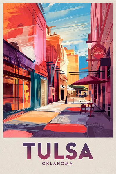 Tulsa, Oklahoma Vintage Travel Poster.