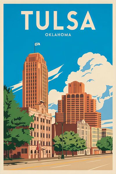 Tulsa, Oklahoma Vintage Travel Poster