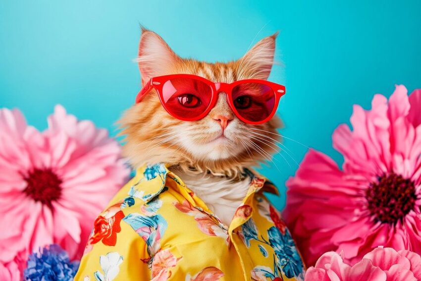 Urlaubsstimmung mit stylischer Katze
