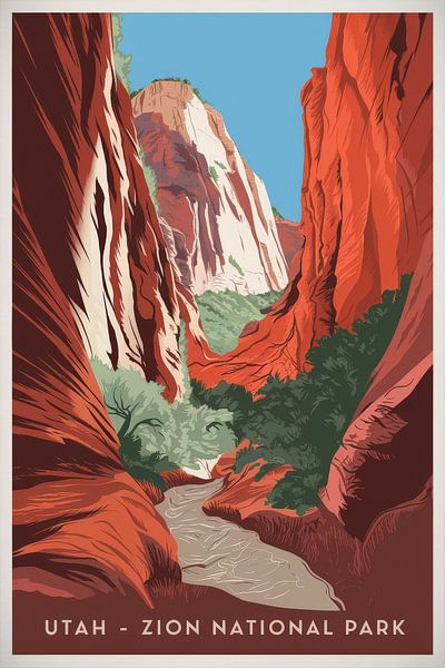 Utah - Zion National Park Vintage Travel Poster