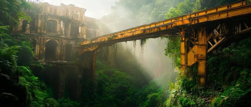 Verfallene Brücke im Dschungel – Mystisch