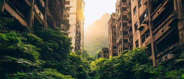 Verlassene Stadt in der Natur