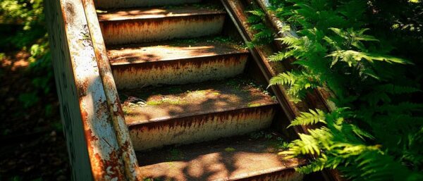 Verlassene Treppe im Grünen