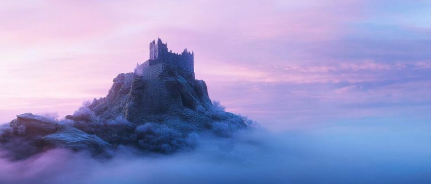 Verzauberte Burg im Nebel