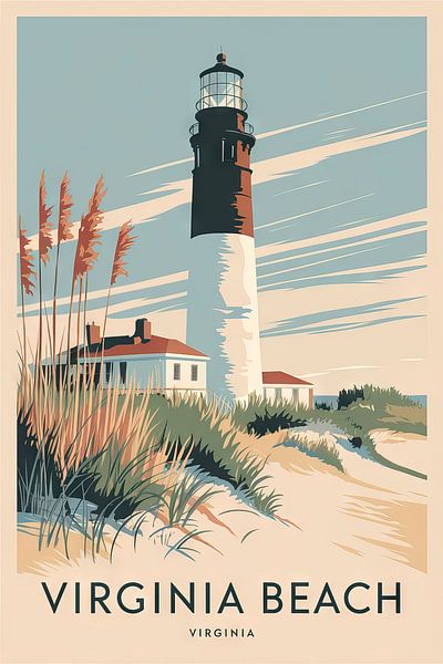 Virginia Beach, Virginia Vintage Travel Poster