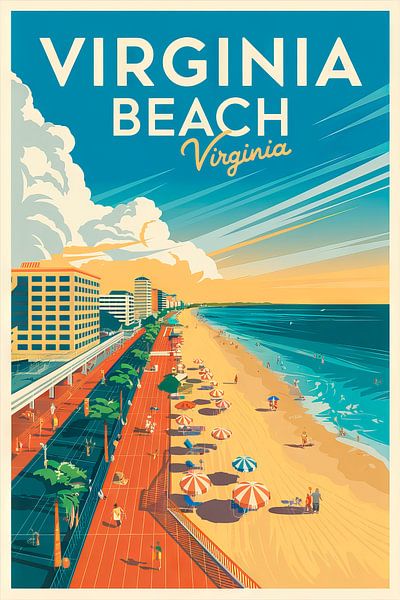 Virginia Beach, Virginia Vintage Travel Poster