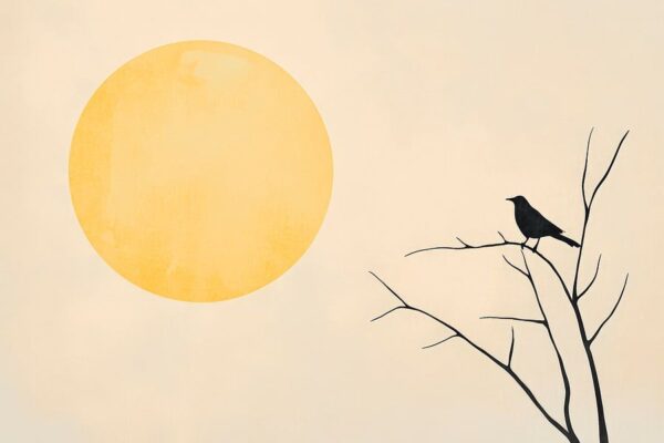 Vogel im Sonnenuntergang – Minimalistisches Kunstwerk