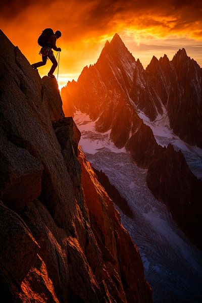 Wanderer in majestätischer Berglandschaft