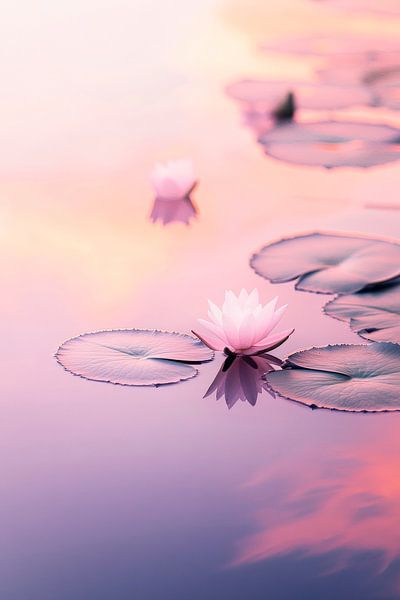 Wasserlilien im sanften Abendlicht