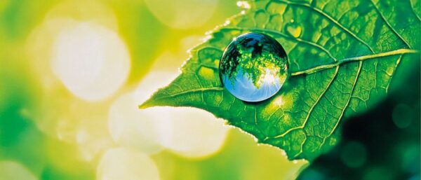 Wassertropfen auf grünem Blatt