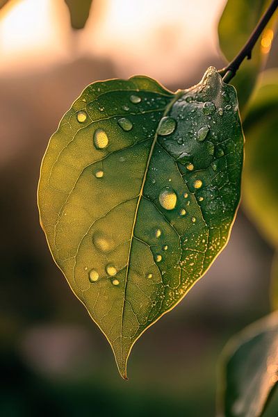 Wassertropfen auf grünem Blatt