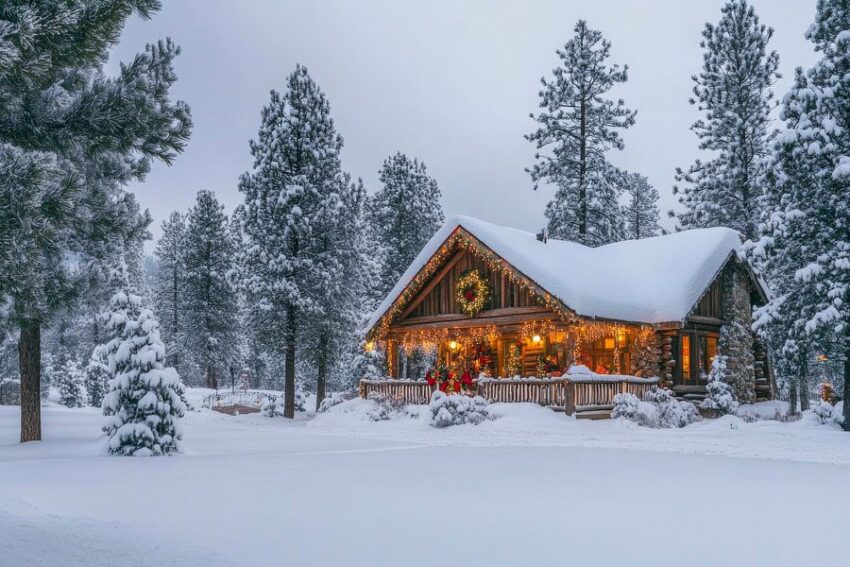 Winterhütte im Schnee