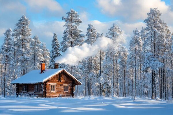 Winterhütte im Schnee