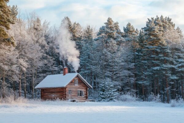 Winterhütte im Schnee