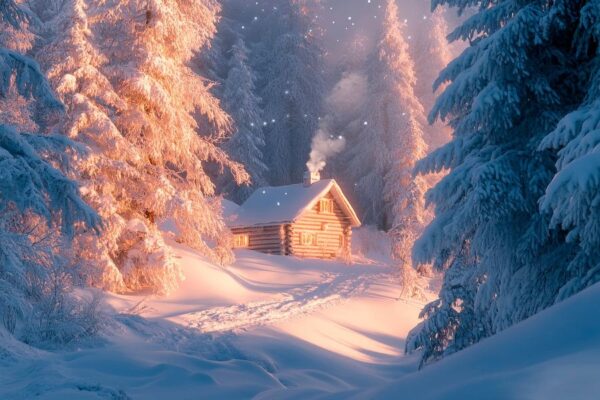 Winterhütte im Wald