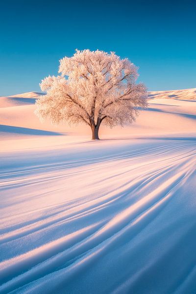 Winterlandschaft mit frostigem Baum