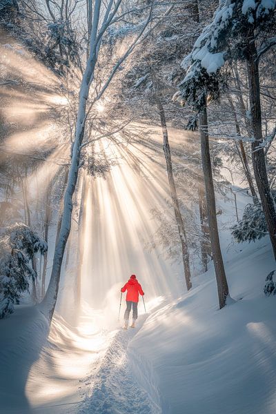 Winterlandschaft mit Lichtstrahlen