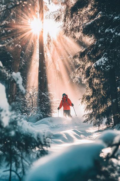 Winterwanderer im Sonnenstrahl