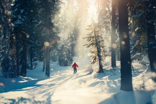 Winterwanderung im verschneiten Wald