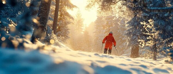 Winterwanderung im verschneiten Wald