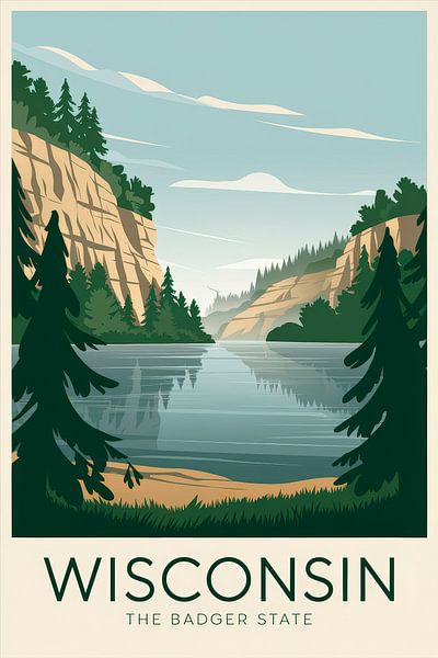 Wisconsin Vintage Travel Poster