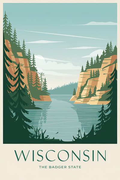 Wisconsin Vintage Travel Poster